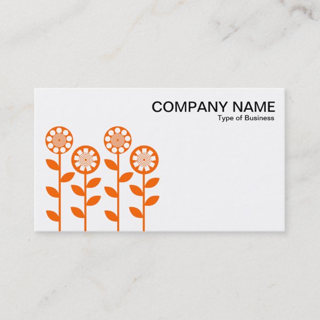 Tarjeta De Visita Flores geométricas - Naranja en blanco (Anverso)