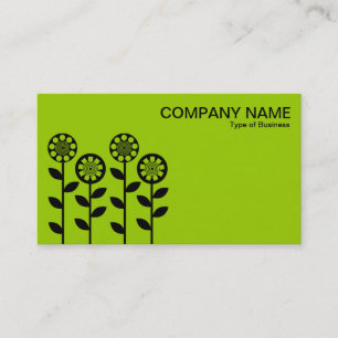 Tarjeta De Visita Flores geométricas - Negro sobre verde marciano
