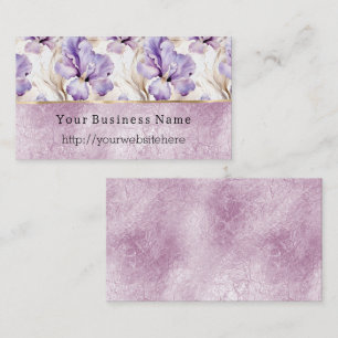 Tarjeta De Visita Flores Iris Púrpura nombre comercial sitio web