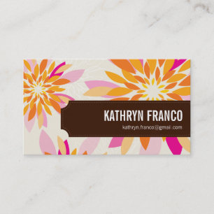 Tarjeta De Visita FLORES luminoso moderno dahlia amarillo naranja ro