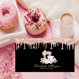 Tarjeta De Visita Flores Mezcladoras Chic Rosa Gotea Panadería 