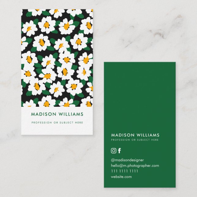 Tarjeta De Visita Flores minimales Elegante Coche de negocios modern (Anverso / Reverso)