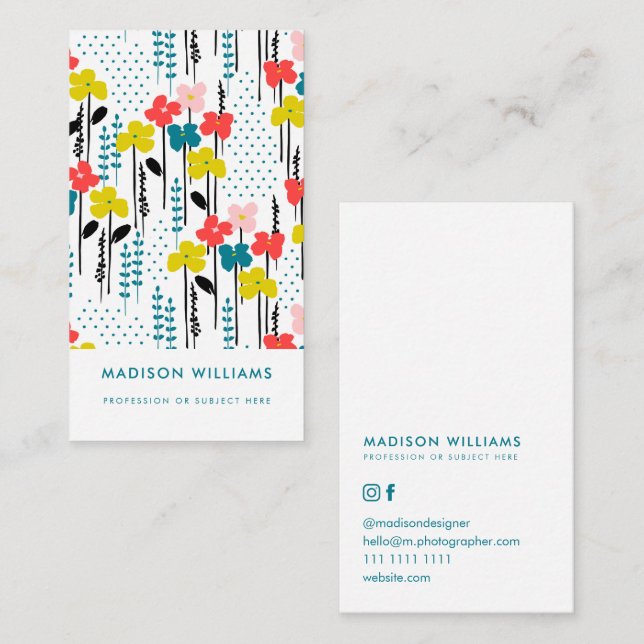 Tarjeta De Visita Flores minimales Elegante Coche de negocios modern (Anverso / Reverso)