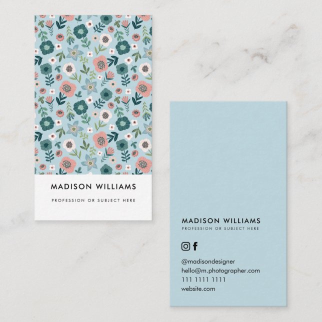 Tarjeta De Visita Flores minimales Elegante Coche de negocios modern (Anverso / Reverso)