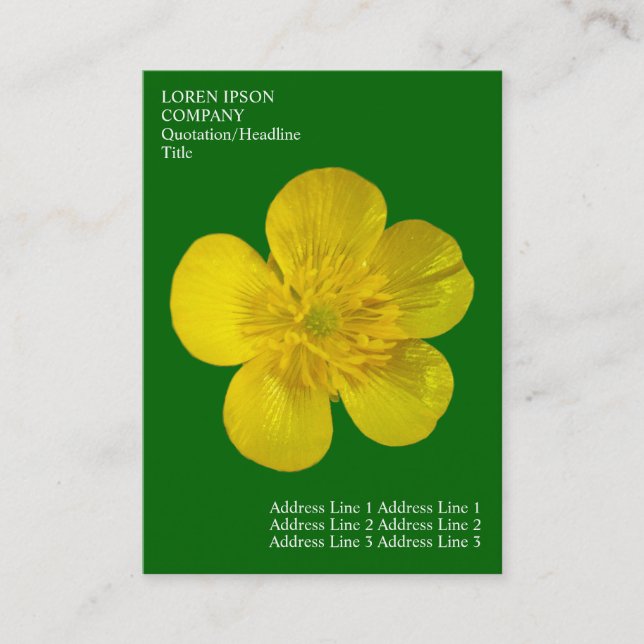 Tarjeta De Visita Flores mínimas - Buttercup - Verde de hierba profu (Anverso)