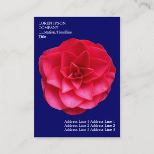 Tarjeta De Visita Flores mínimas - Camelia roja - Azul profundo