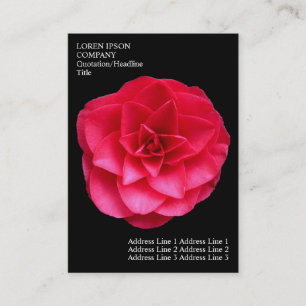 Tarjeta De Visita Flores mínimas - Camelia roja - Negro