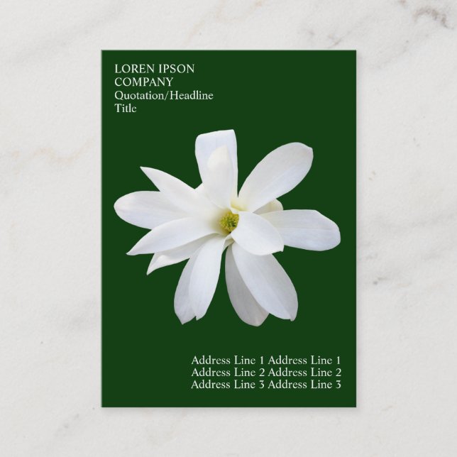 Tarjeta De Visita Flores mínimas - Magnolia - Verde profundo (Anverso)