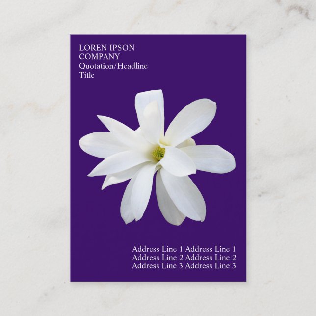 Tarjeta De Visita Flores mínimas - Magnolia - Violeta profunda (Anverso)