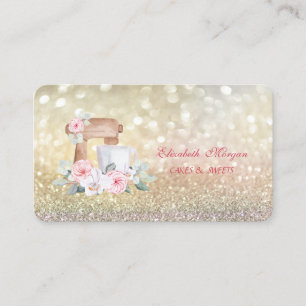 Tarjeta De Visita Flores Mixer Elegante Bokeh Panadería