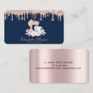 Tarjeta De Visita Flores Mixer Rosas, Gotear Rosa de Oro Panadería