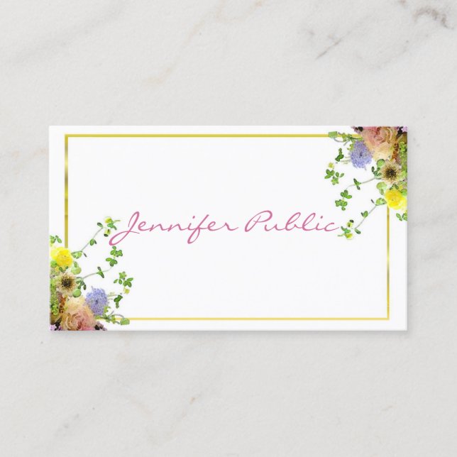 Tarjeta De Visita Flores modernas de la acuarela de la plantilla (Anverso)