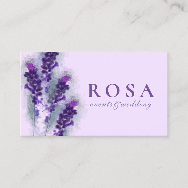 Tarjeta De Visita Flores modernas de lavanda morada (Anverso)