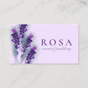 Tarjeta De Visita Flores Modernas de Lavanda Púrpura