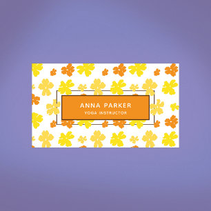 Tarjeta De Visita Flores modernas y audaces amarillas y Naranjas