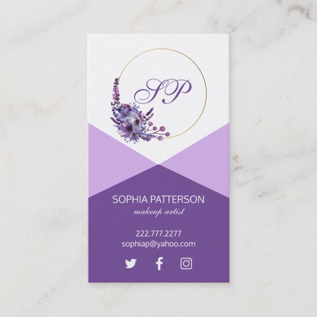Tarjeta De Visita Flores moradas modernas (Anverso)