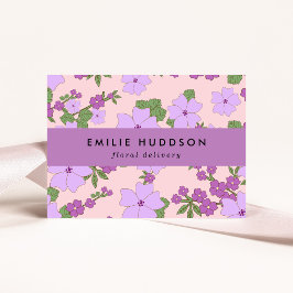 Tarjeta De Visita Flores moradas, vegetación, florística, flor