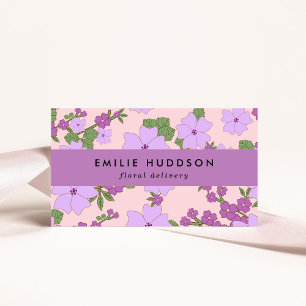 Tarjeta De Visita Flores moradas, vegetación, florística, flor