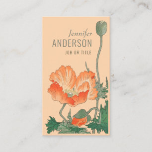 Tarjeta De Visita Flores Naranja de belleza amapola CC0697 Ohara Kos