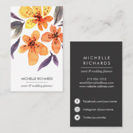 Tarjeta De Visita Flores naranjas | Iconos profesionales de medios s