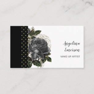 Tarjeta De Visita Flores negras femeninas Makeup Artista Salón del P