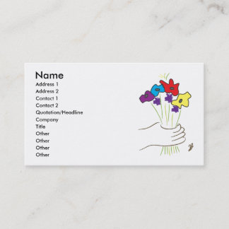 Tarjeta De Visita Flores, nombre, dirección 1, dirección 2, contacto