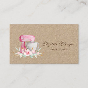 Tarjeta De Visita Flores Panadería Mezclador de Pastel