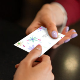 Tarjeta De Visita Flores Pastel | Monograma de nombre simple