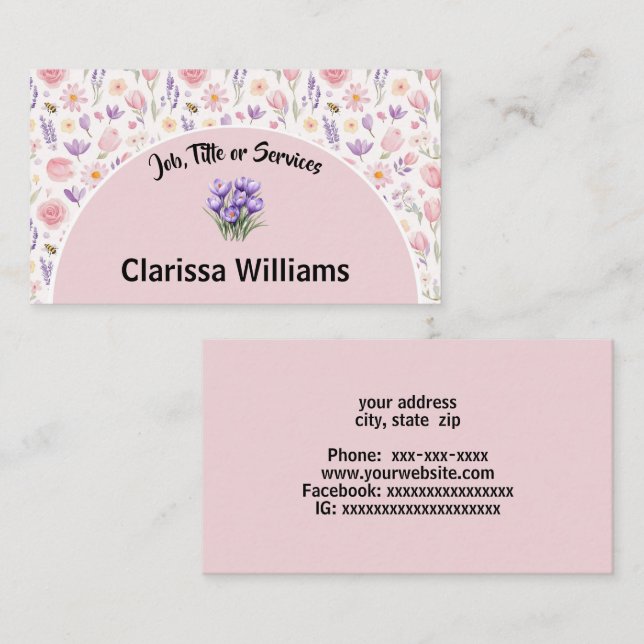 Tarjeta De Visita Flores pastel suaves (Anverso / Reverso)