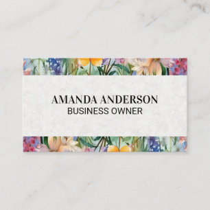 Tarjeta De Visita Flores pintadas con acuarela decorativas