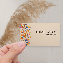 Tarjeta De Visita Flores populares mexicanas Earthy Tan