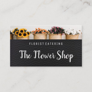 Tarjeta De Visita Flores Potadas   Cuero