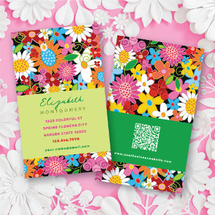 Tarjeta De Visita Flores primaverales caprichosas dulces jardín colo