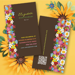Tarjeta De Visita Flores primaverales caprichosas dulces jardín colo
