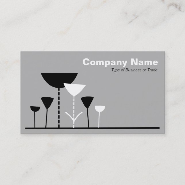 Tarjeta De Visita Flores Retro - 30pc Gris (Anverso)