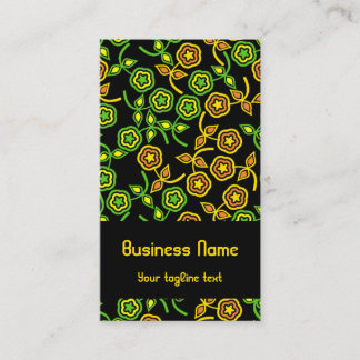 Tarjeta De Visita Flores retro en Pistacho y Naranja