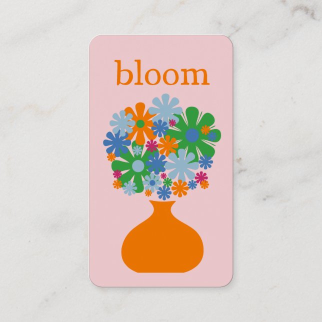 Tarjeta De Visita Flores retro estética de época de los años 60 (Reverso)