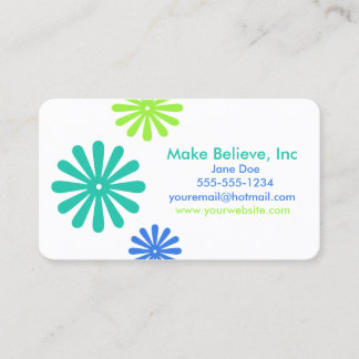 Tarjeta De Visita Flores retro Floral azul y verde