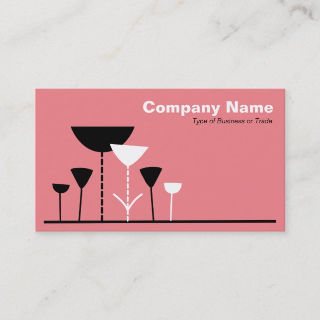 Tarjeta De Visita Flores retro - Rosa profundo (Anverso)