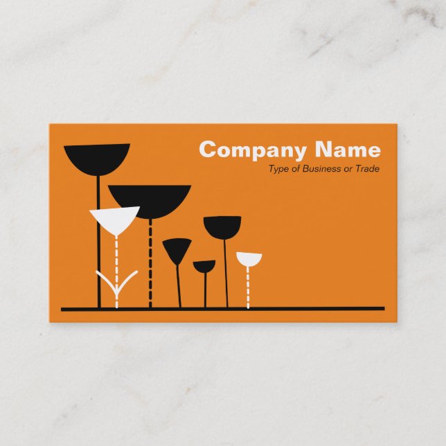 Tarjeta De Visita Flores retro v2 - Naranja (Anverso)