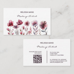 Tarjeta De Visita Flores rojas borgoñonas acuáticas