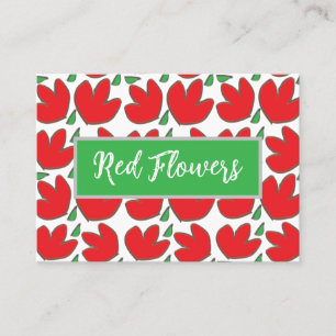 Tarjeta De Visita Flores Rojas Floral