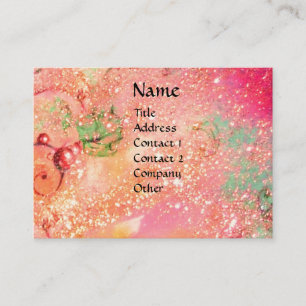 TARJETA DE VISITA FLORES ROJOS EN FANTASÍA PINK SPARKLES
