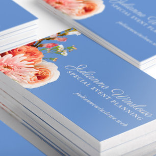 Tarjeta De Visita Flores rosa y rosa de moda en Periwinkle