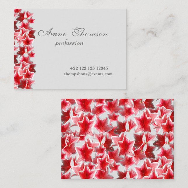 Tarjeta De Visita Flores Rosadas (Anverso / Reverso)