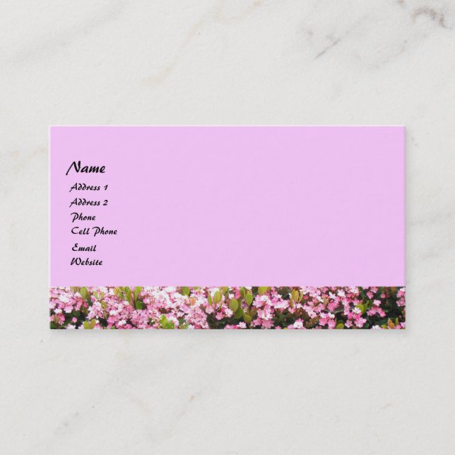 Tarjeta De Visita flores rosadas (Anverso)