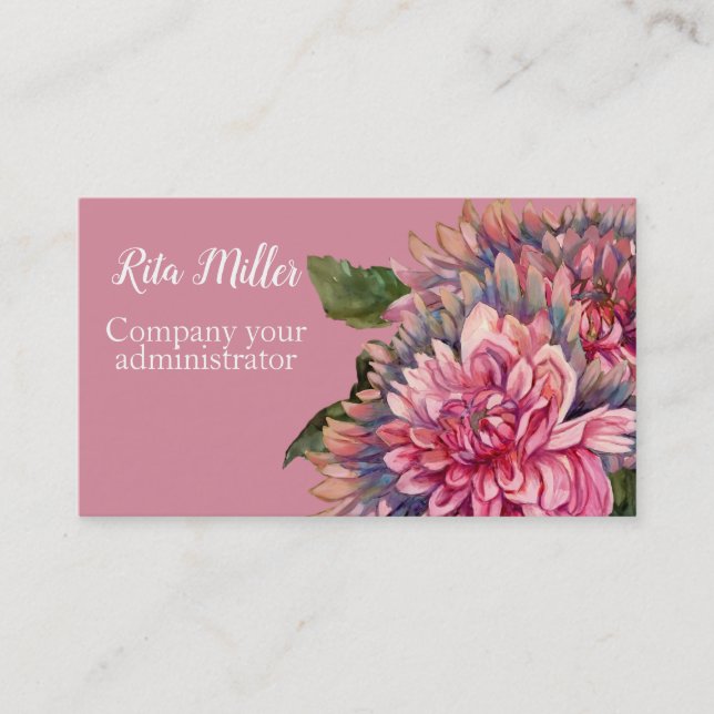 Tarjeta De Visita Flores rosadas de Dahlia (Anverso)