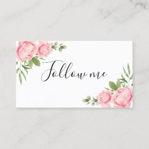 Tarjeta De Visita Flores rosadas de moda de la acuarela floral