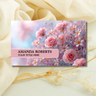 Tarjeta De Visita Flores Rosadas de Rubor Rosas Floral
