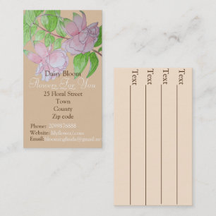 Tarjeta De Visita Flores rosadas dejan jardinero de diseño florido